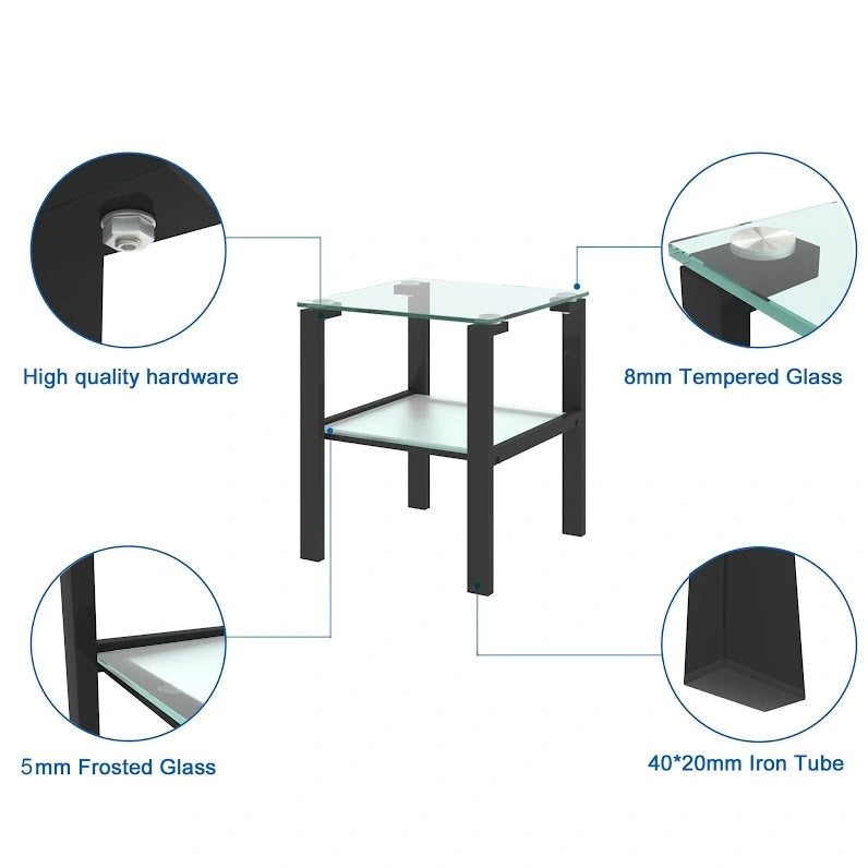 Glass two layer corner table