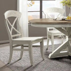 Roundhill Furniture Harola 5-Piece Dining Set, Round Pedestal Dining Table with 18 Leaf, 4 Side Chairs