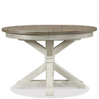 Roundhill Furniture Harola 5-Piece Dining Set, Round Pedestal Dining Table with 18 Leaf, 4 Side Chairs