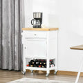 HOMCOM Utility Kitchen Cart, Rolling Kitchen Island with Smooth Rubberwood Top, Narrow Butcher Block Surface on Wheels