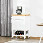 HOMCOM Utility Kitchen Cart, Rolling Kitchen Island with Smooth Rubberwood Top, Narrow Butcher Block Surface on Wheels