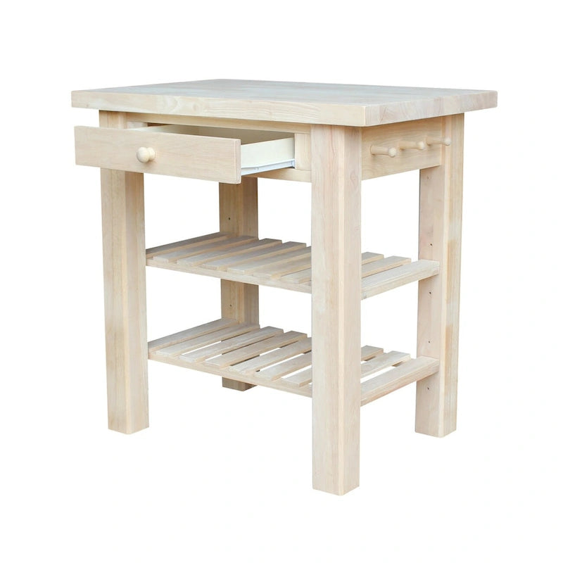 The Gray Barn Heavenly Winds Unfinished Solid Parawood Kitchen Island