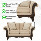 Roundhill Furniture Hernen Carved Wood Frame Loveseat