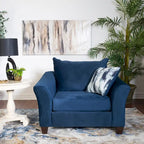 Roundhill Furniture Camero Fabric Pillowback 4-Piece Sofa Set in Navy Blue