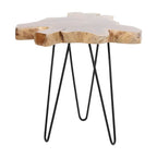 Natural Live-Edge Teak Wood Table With Iron Legs by East at Main