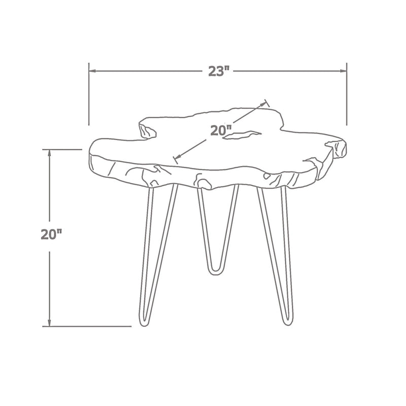 Natural Live-Edge Teak Wood Table With Iron Legs by East at Main