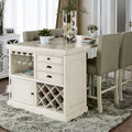 Tia Transitional Antique White Wood Multi-Storage 3-Piece Kitchen Island Set by Furniture of America