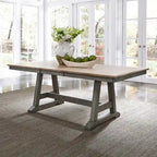Lindsey Farm Gray and Sandstone 7 Piece Trestle Table Set