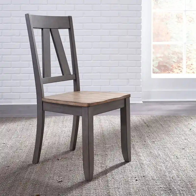 Lindsey Farm Gray and Sandstone 7 Piece Trestle Table Set