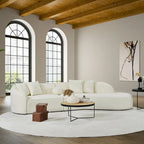 Gallar Japandi Style Luxury Modern Boucle Fabric Curved Sofa in White