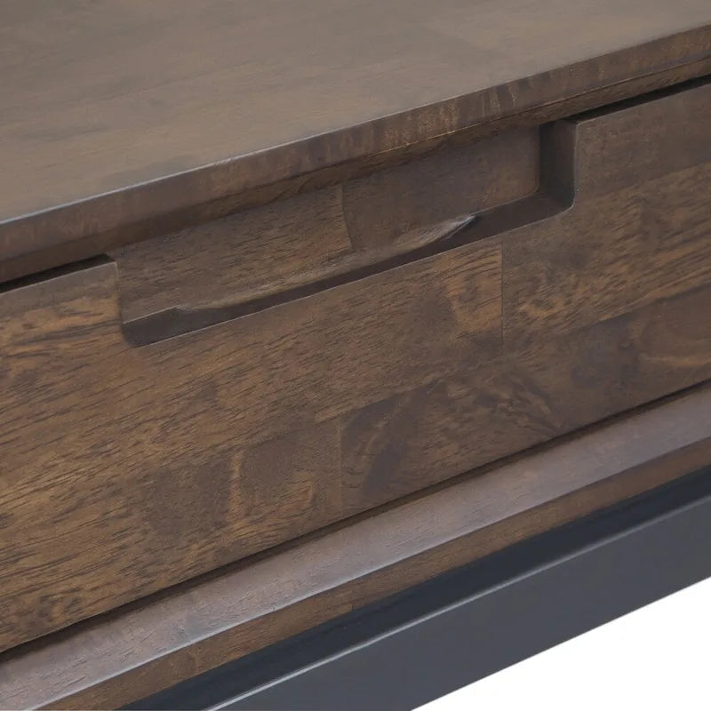 WYNDENHALL Devlin SOLID HARDWOOD and Metal 54 inch Wide Industrial Wide Console Table in Walnut Brown - 54 W x 16  D x 30  H