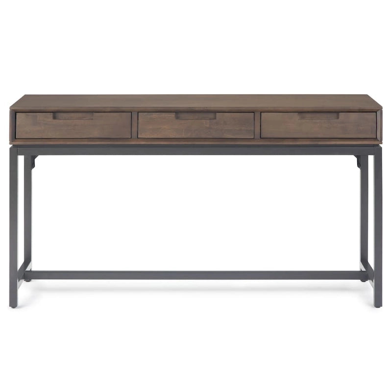 WYNDENHALL Devlin SOLID HARDWOOD and Metal 54 inch Wide Industrial Wide Console Table in Walnut Brown - 54 W x 16  D x 30  H