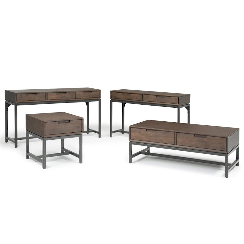 WYNDENHALL Devlin SOLID HARDWOOD and Metal 54 inch Wide Industrial Wide Console Table in Walnut Brown - 54 W x 16  D x 30  H