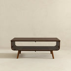 Adelina Mid-Century Rectangular Solid Wood Coffee Table in Brown