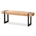 Henson Natural Brown Finished Wood and Black Finished Metal Bench
