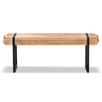 Henson Natural Brown Finished Wood and Black Finished Metal Bench