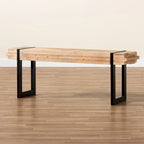 Henson Natural Brown Finished Wood and Black Finished Metal Bench
