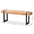 Henson Natural Brown Finished Wood and Black Finished Metal Bench