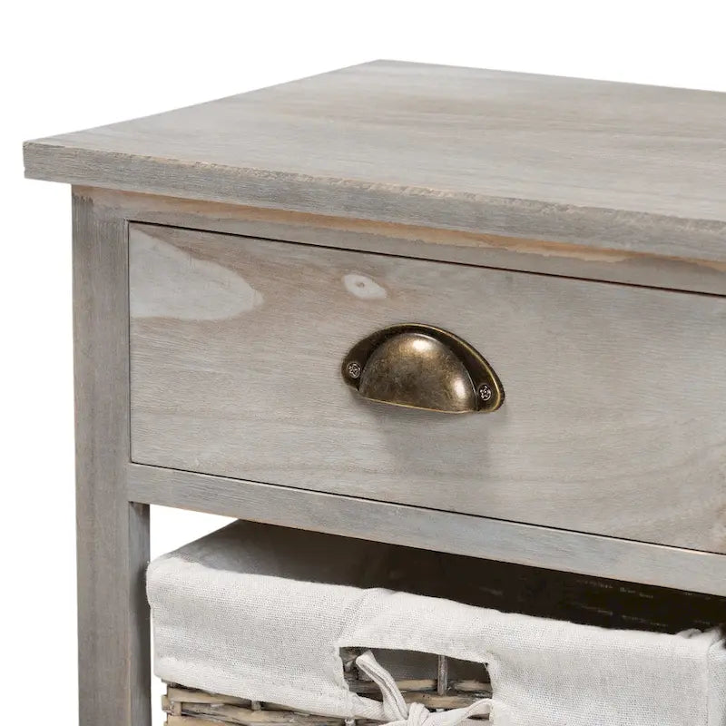 Mabyn Modern & Contemporary 3-Drawer Wood Storage Bench with Baskets
