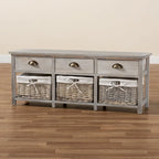 Mabyn Modern & Contemporary 3-Drawer Wood Storage Bench with Baskets