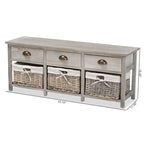 Mabyn Modern & Contemporary 3-Drawer Wood Storage Bench with Baskets
