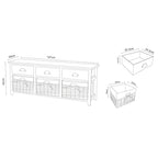 Mabyn Modern & Contemporary 3-Drawer Wood Storage Bench with Baskets