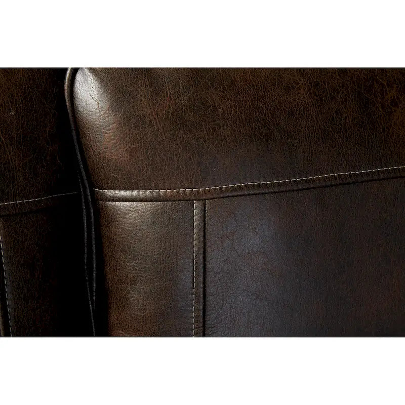 Roundhill Furniture Leinster Fabric Upholstered Nailhead Sofa and Loveseat Set in Espresso