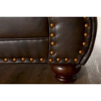 Roundhill Furniture Leinster Fabric Upholstered Nailhead Sofa and Loveseat Set in Espresso