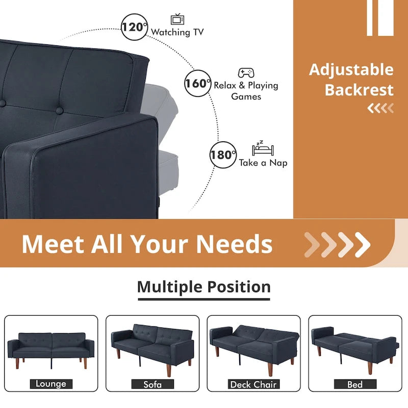 Futon Sofa Bed Memory Foam Couch Sleeper Daybed Foldable Convertible Loveseat
