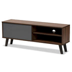 Mallory Two-Tone Walnut Brown and Grey Finished Wood TV Stand