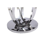 Somette Ema Round Glass Top Dining Table - Steel
