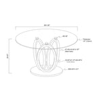 Somette Ema Round Glass Top Dining Table - Steel