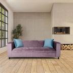 Coast to Coast Sofas Mid Century Modern 3 Seater Sofa Velvet Solid Wood Frame Upholstered
