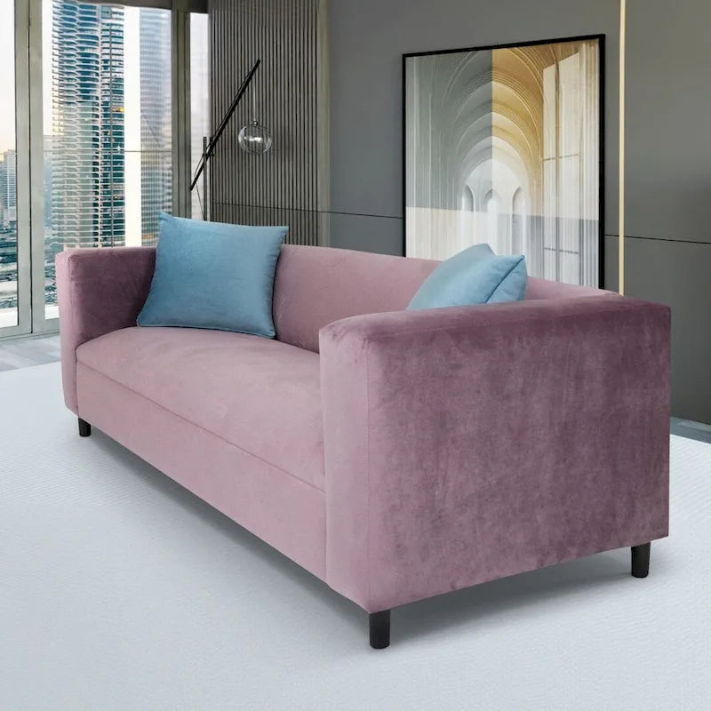 Coast to Coast Sofas Mid Century Modern 3 Seater Sofa Velvet Solid Wood Frame Upholstered