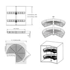 Dowell Lazy Susan 28 Diameter - 270 Degree Double Rack Stainless Steel