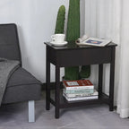 HOMCOM End Side Table in Flip Top Design with Cabinet and Bottom Shelf, Storage Furniture Decoration for Bedroom