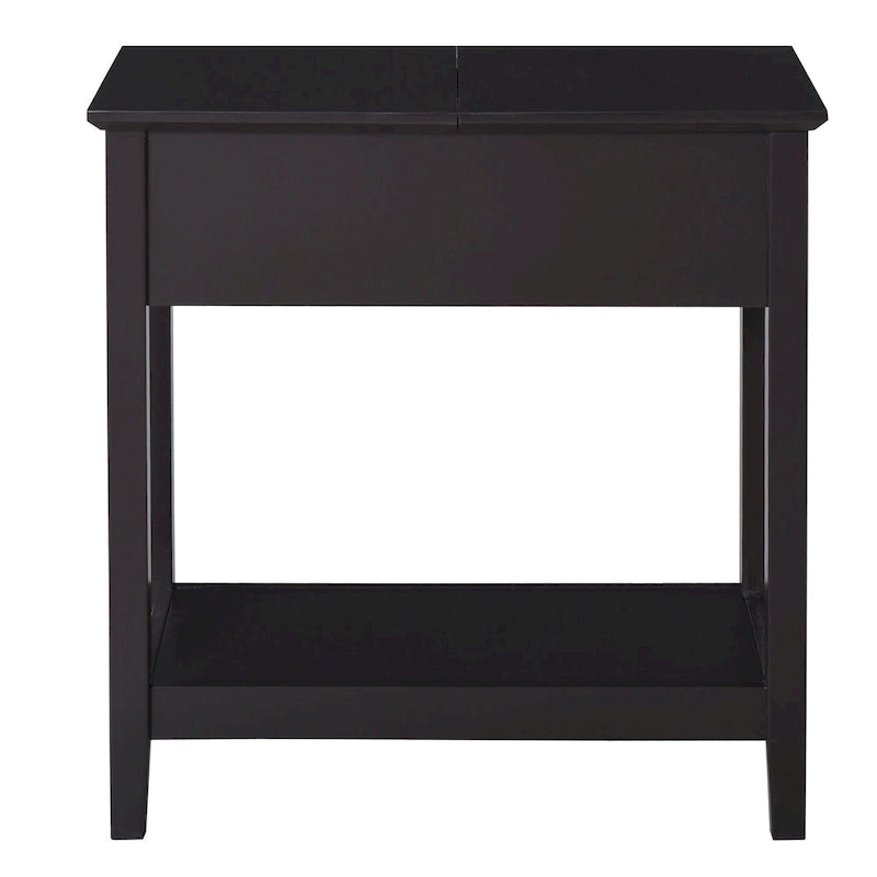 HOMCOM End Side Table in Flip Top Design with Cabinet and Bottom Shelf, Storage Furniture Decoration for Bedroom