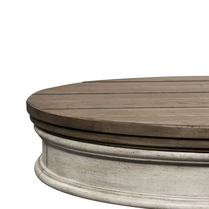 Heartland Antique White Round Pedestal Chair Side Table