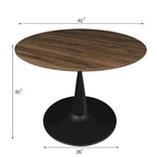 Round Walnut Color Dining Table