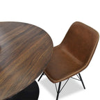 Round Walnut Color Dining Table
