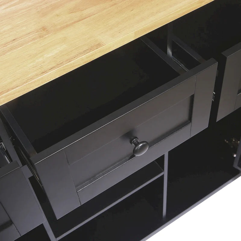 Nestfair Kitchen Island Cart with Drop-Leaf Countertop and 3 Drawers