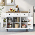 Nestfair Kitchen Island Cart with Drop-Leaf Countertop and 3 Drawers