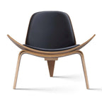 Mid-Century Style Shell Chair Upholstered Leather Lounge Chair