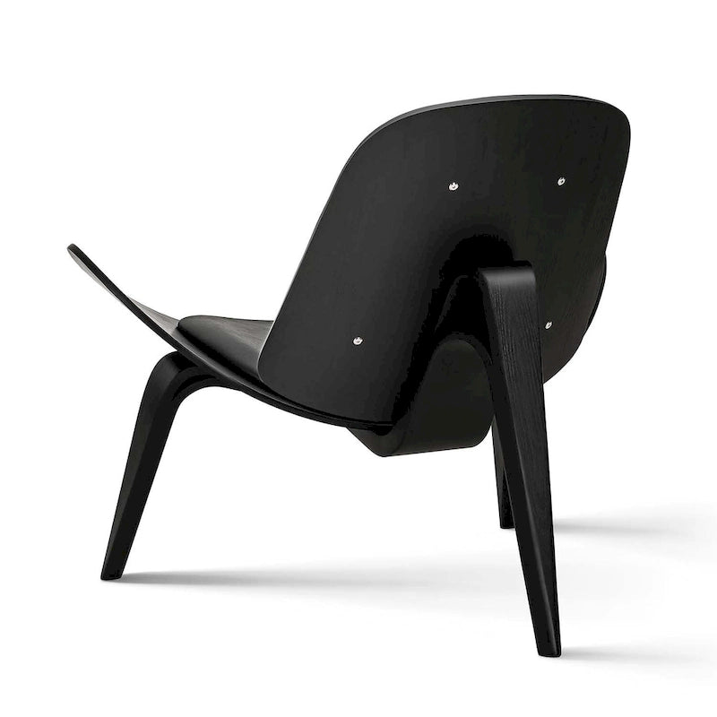 Mid-Century Style Shell Chair Upholstered Leather Lounge Chair