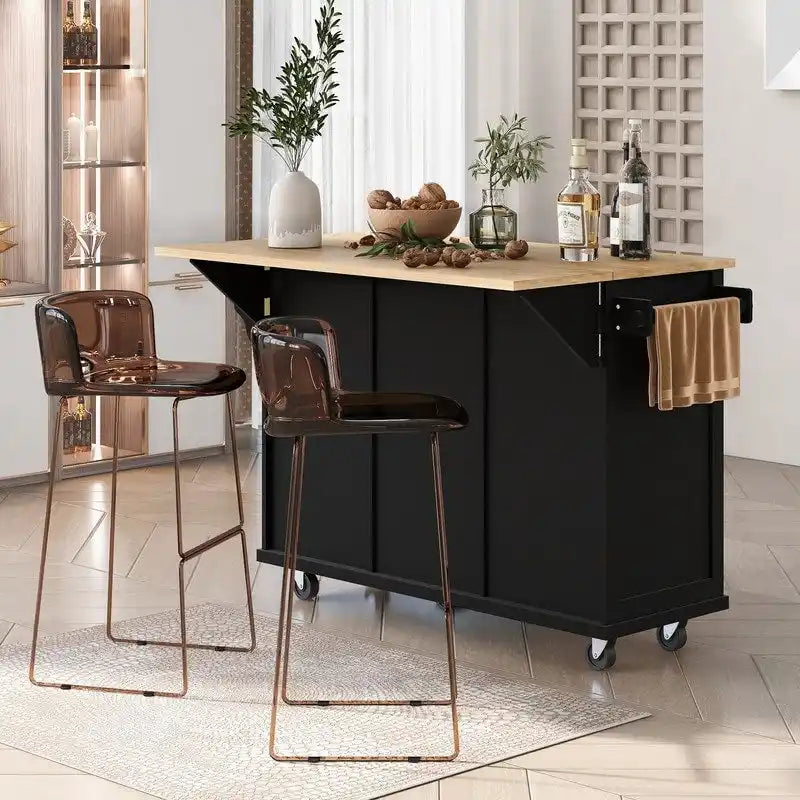 Drop-Leaf Counter top Kitchen Cart ,Kitchen Island with 3 Drawers