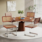 Dining Chairs Set of 2, Upholstered Natural Rattan Kitchen Chairs, Armless Accent Chair Side Chairs