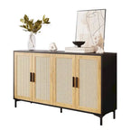 JASIWAY Buffet Table Kitchen Sideboard with Rattan Decorated Doors