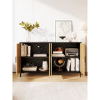 JASIWAY Buffet Table Kitchen Sideboard with Rattan Decorated Doors