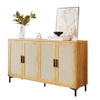 JASIWAY Buffet Table Kitchen Sideboard with Rattan Decorated Doors