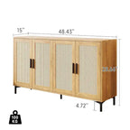 JASIWAY Buffet Table Kitchen Sideboard with Rattan Decorated Doors